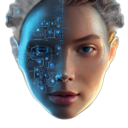 robot, face, mask, cyberpunk transparent PNG cut-out