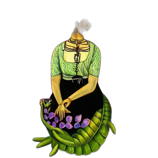 dress, staff, jewelry, dragon transparent PNG cut-out
