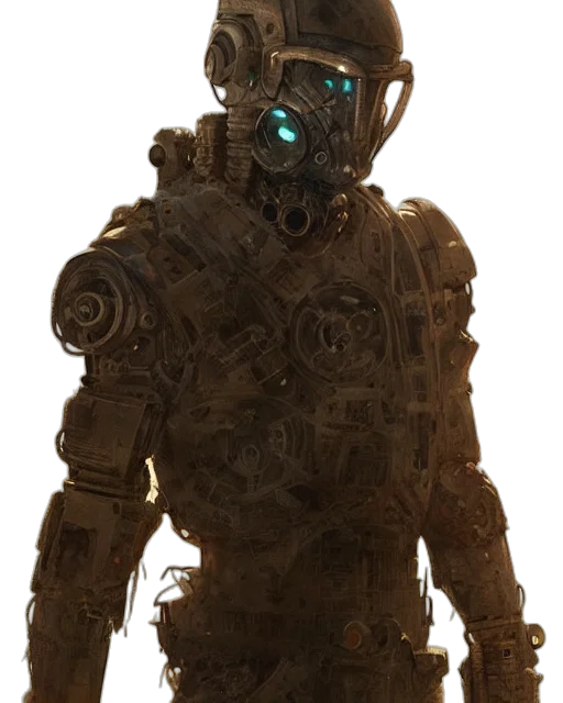 robot, mask, weapon, creature transparent PNG cut-out