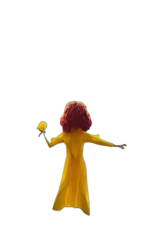 dress, staff, flower, hair transparent PNG cut-out