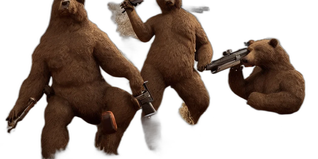 concept art, 3d render, brown, bear transparent PNG cut-out