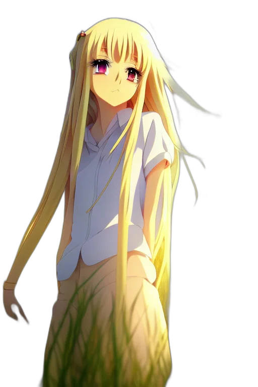dress, staff, hair, creature transparent PNG cut-out