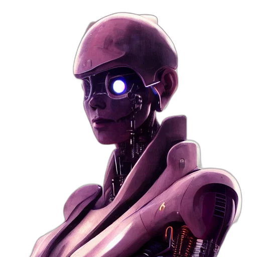 robot, face, staff, cyberpunk transparent PNG cut-out