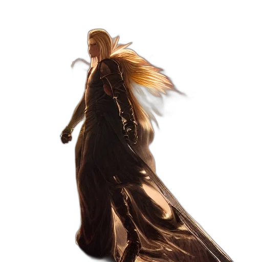 dress, hair, dragon, staff transparent PNG cut-out