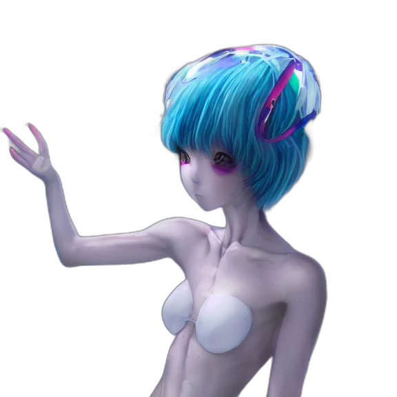 robot, creature, dress, hair transparent PNG cut-out