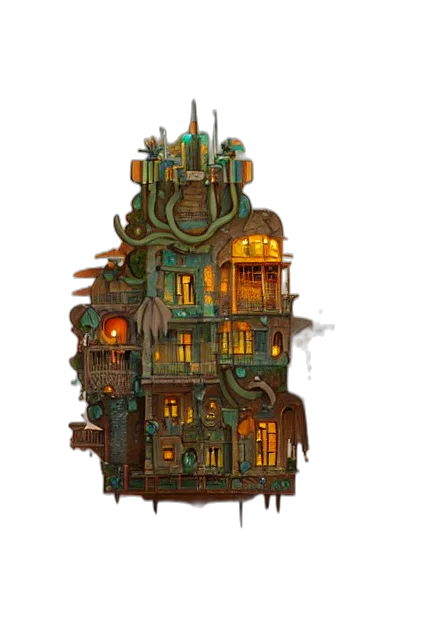 building, concept art, fantasy art, pixel art transparent PNG cut-out