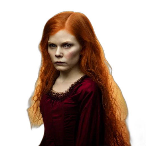 hair, face, dress, staff transparent PNG cut-out