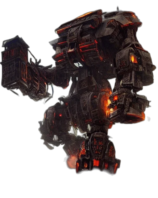 robot, weapon, concept art, 3d render transparent PNG cut-out