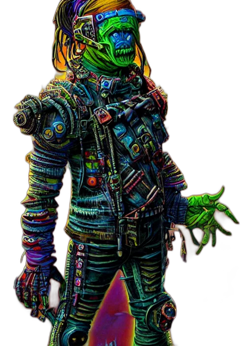 jacket, staff, robot, creature transparent PNG cut-out