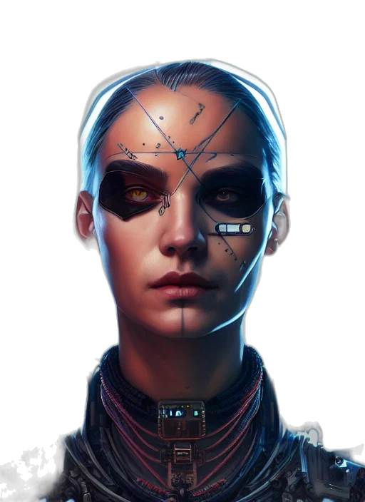 robot, face, mask, cyberpunk transparent PNG cut-out