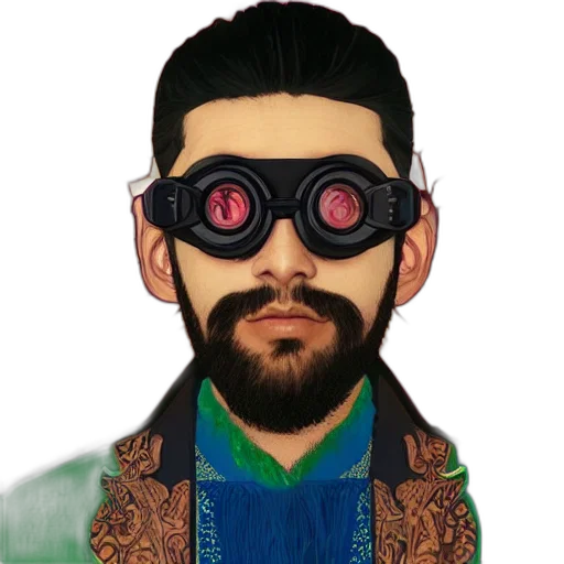 jacket, mask, face, staff transparent PNG cut-out
