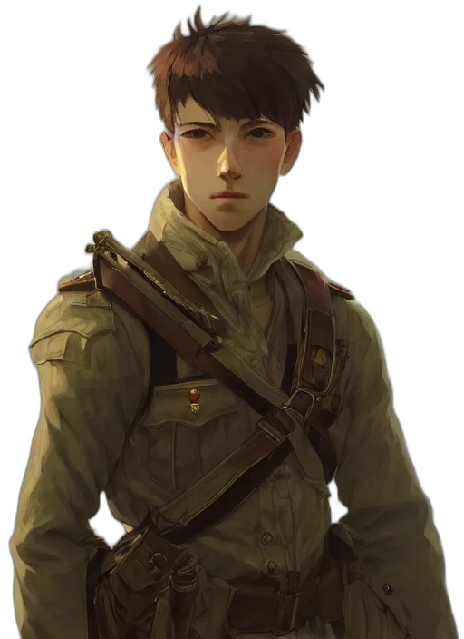 jacket, staff, face, weapon transparent PNG cut-out