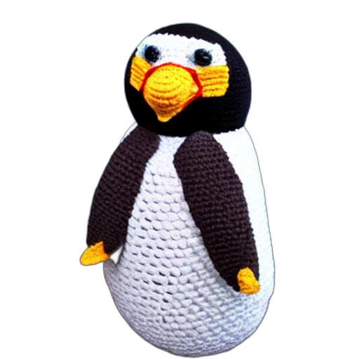 pixel art, 3d render, crocheted, penguin transparent PNG cut-out