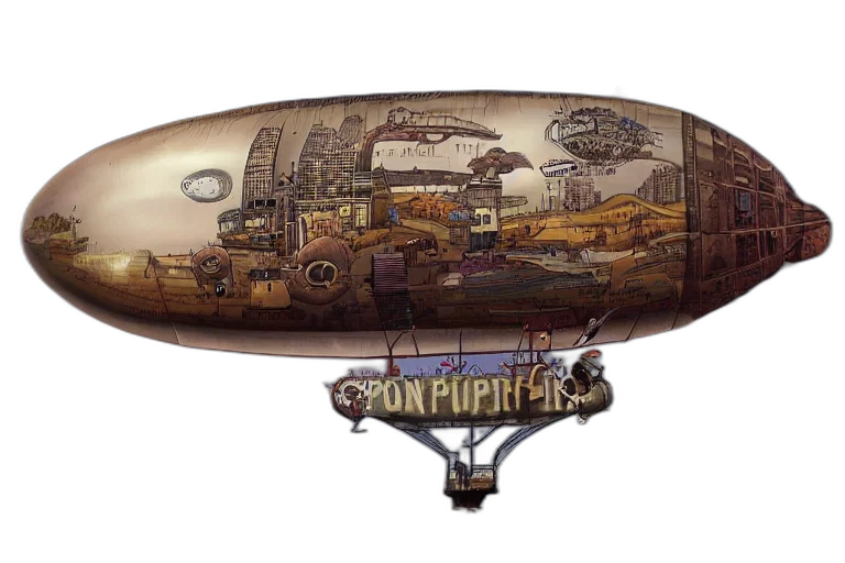 weapon, concept art, fantasy art, blimp transparent PNG cut-out