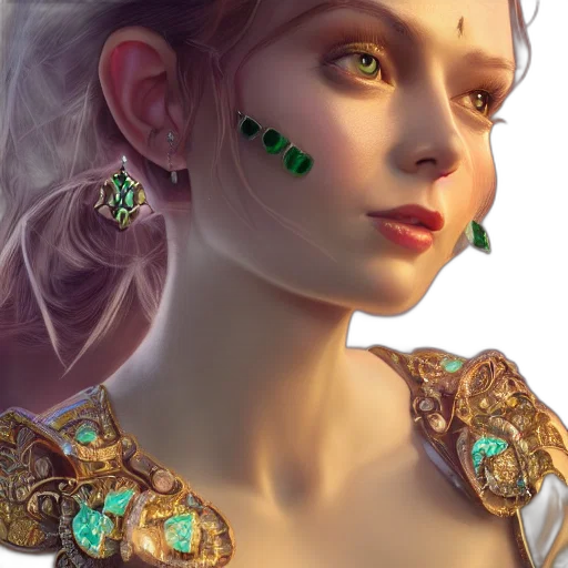 jewelry, face, fantasy art, concept art transparent PNG cut-out