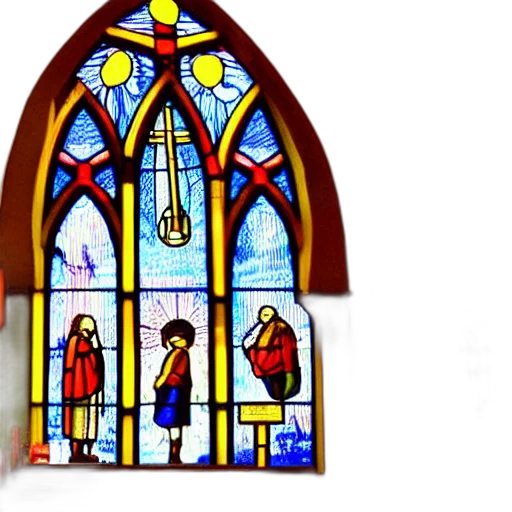 3d render, church, stained, glass transparent PNG cut-out