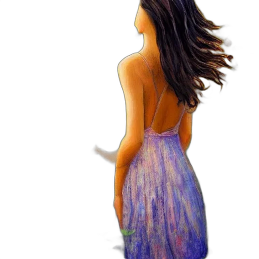 dress, hair, staff, jewelry transparent PNG cut-out