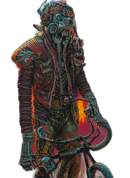 jacket, staff, creature, mask transparent PNG cut-out