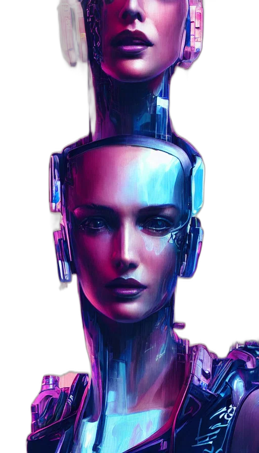 robot, face, cyberpunk, concept art transparent PNG cut-out