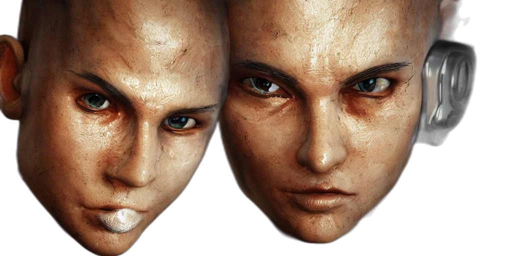 face, mask, photorealistic, 3d render transparent PNG cut-out