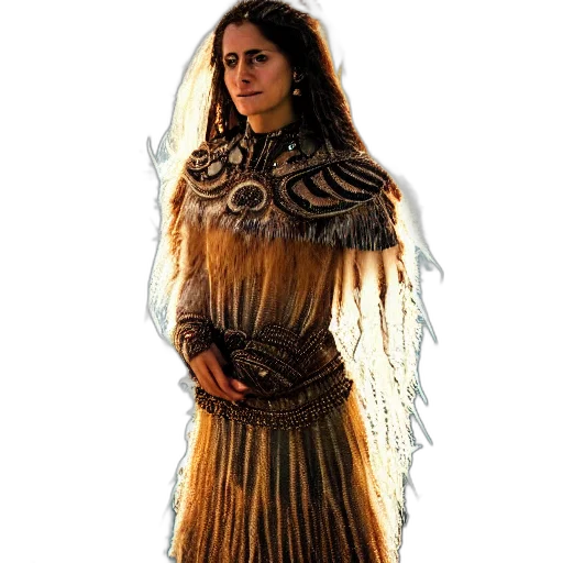 dress, jewelry, staff, dragon transparent PNG cut-out