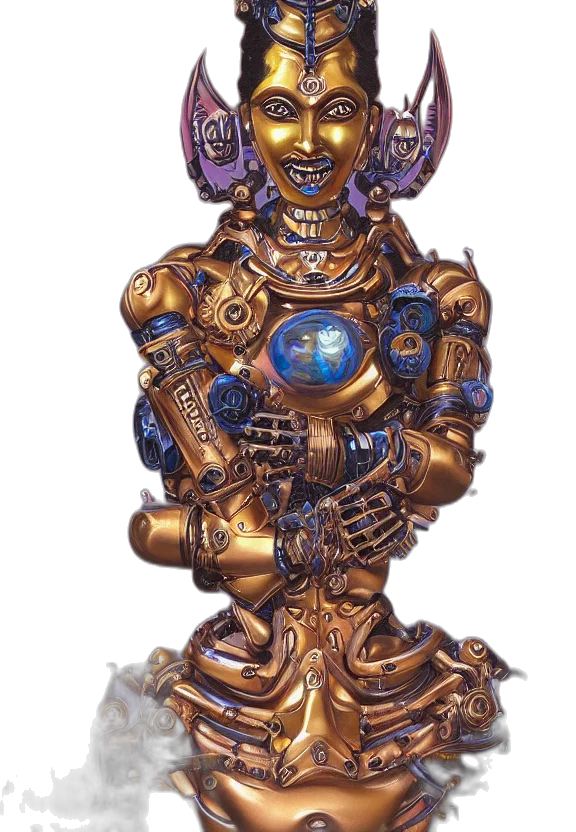robot, jewelry, crown, staff transparent PNG cut-out