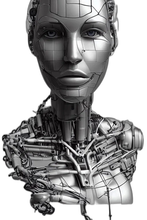 robot, face, mask, cyberpunk transparent PNG cut-out