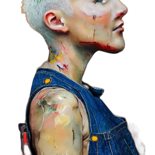 face, jacket, watercolor, photorealistic transparent PNG cut-out