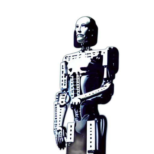 robot, staff, sword, face transparent PNG cut-out