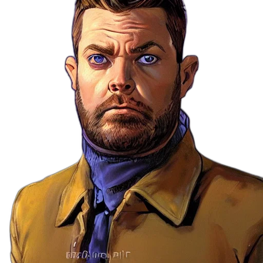face, jacket, staff, comic book art transparent PNG cut-out