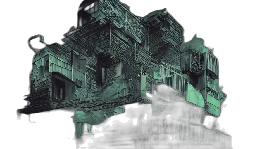building, concept art, 3d render, cyberpunk transparent PNG cut-out