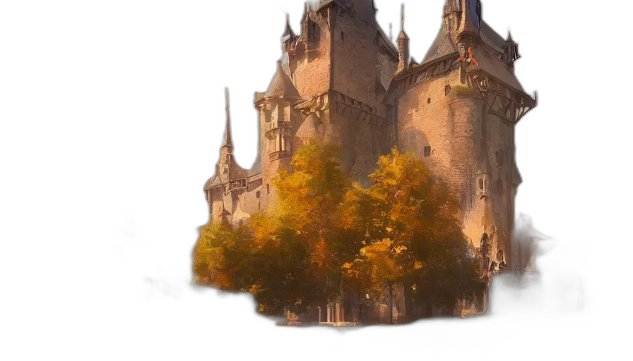 crown, tree, building, dragon transparent PNG cut-out