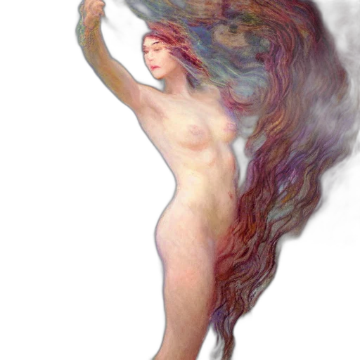 hair, dress, creature, staff transparent PNG cut-out