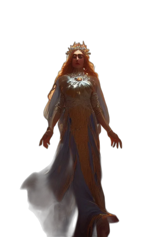 creature, staff, crown, dress transparent PNG cut-out