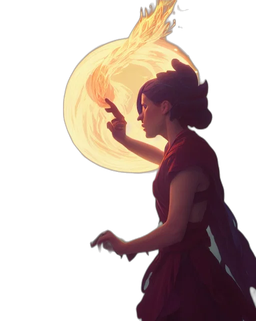 dress, staff, dragon, concept art transparent PNG cut-out