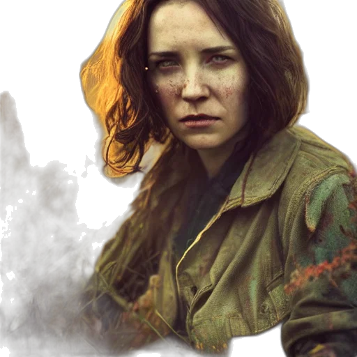 jacket, face, weapon, photorealistic transparent PNG cut-out