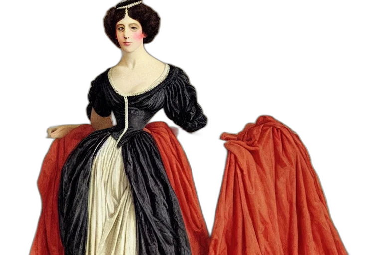 dress, red, dark, regency transparent PNG cut-out