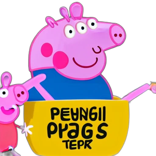 3d render, concept art, peppa, pig transparent PNG cut-out