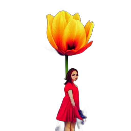 flower, umbrella, staff, dress transparent PNG cut-out