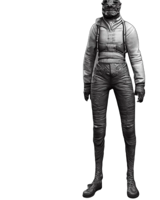 jacket, staff, robot, creature transparent PNG cut-out