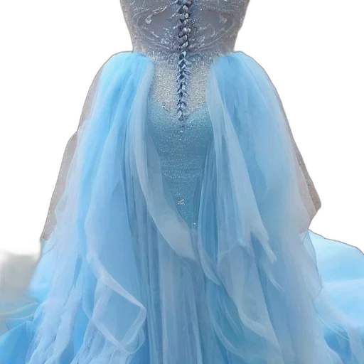dress, crown, jewelry, 3d render transparent PNG cut-out
