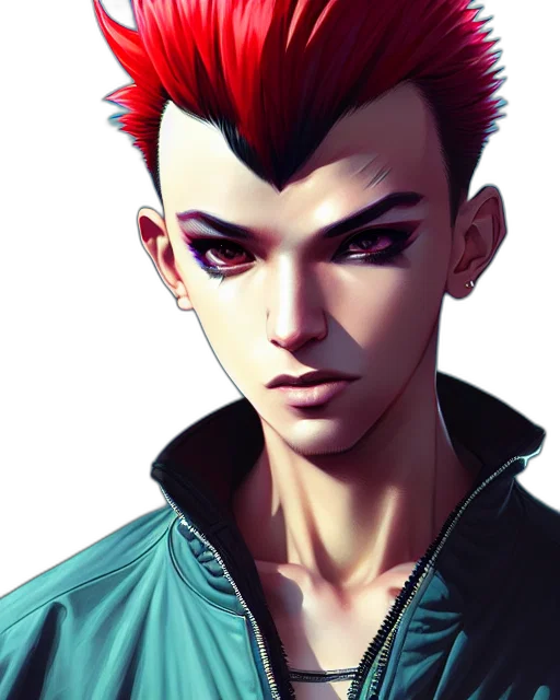 face, jacket, concept art, photorealistic transparent PNG cut-out