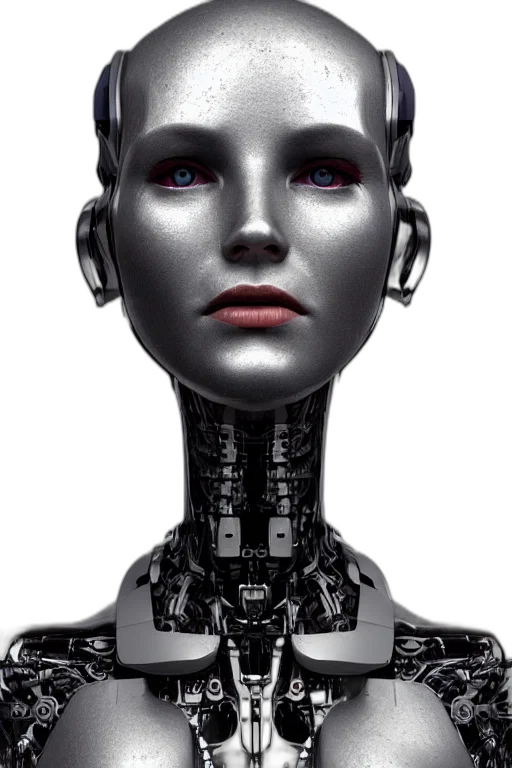 robot, face, cyberpunk, 3d render transparent PNG cut-out