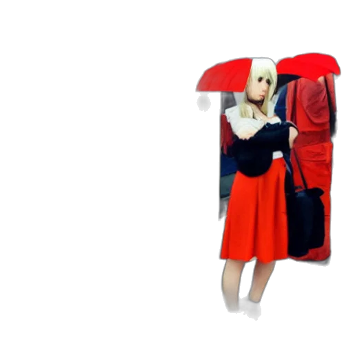 dress, umbrella, jacket, staff transparent PNG cut-out