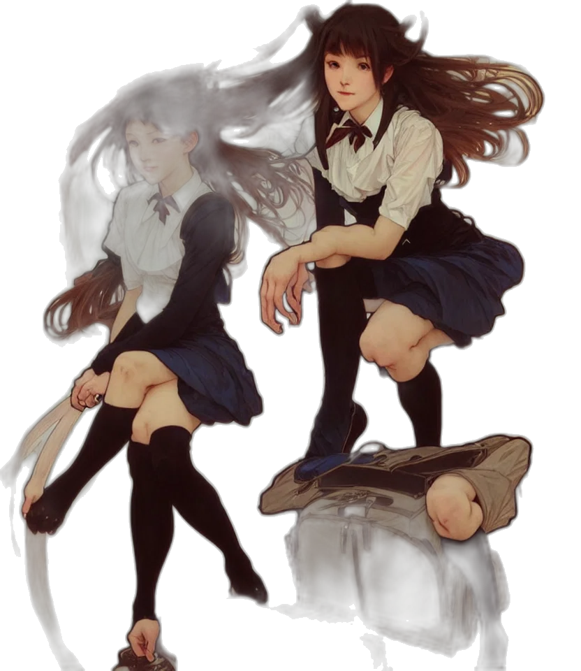 creature, dress, hair, concept art transparent PNG cut-out