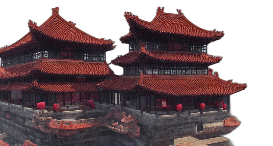 building, dragon, photorealistic, 3d render transparent PNG cut-out