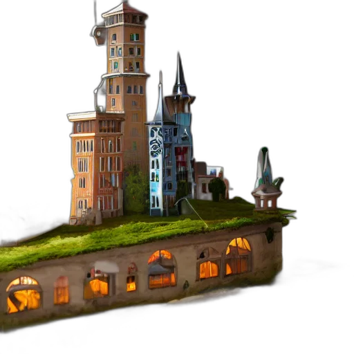 building, 3d render, concept art, fantasy art transparent PNG cut-out