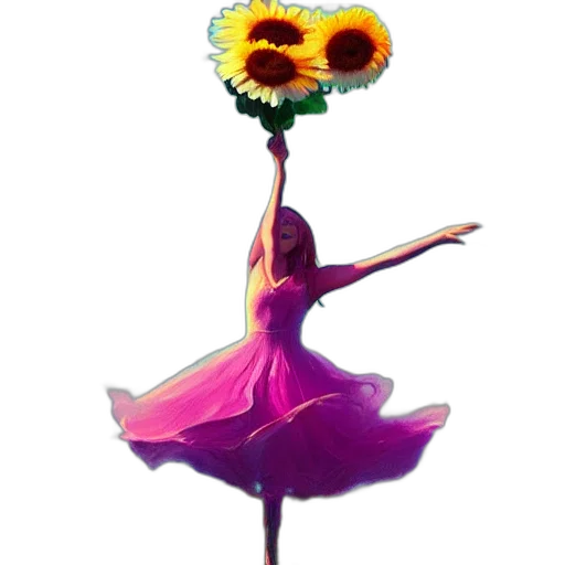 flower, dress, staff, crown transparent PNG cut-out