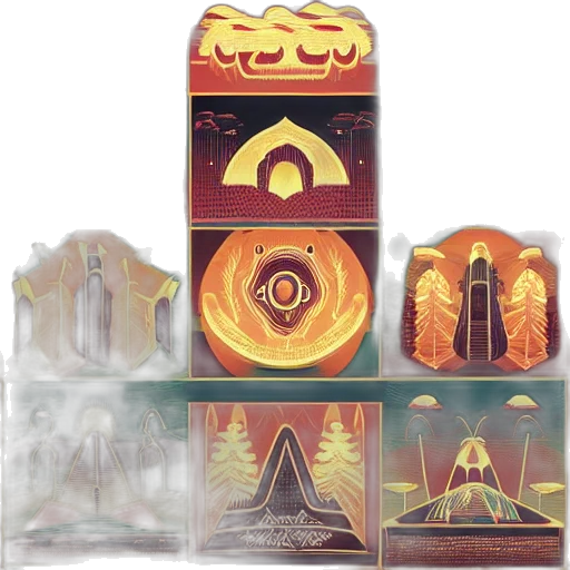 concept art, fantasy art, fire, symmetry transparent PNG cut-out