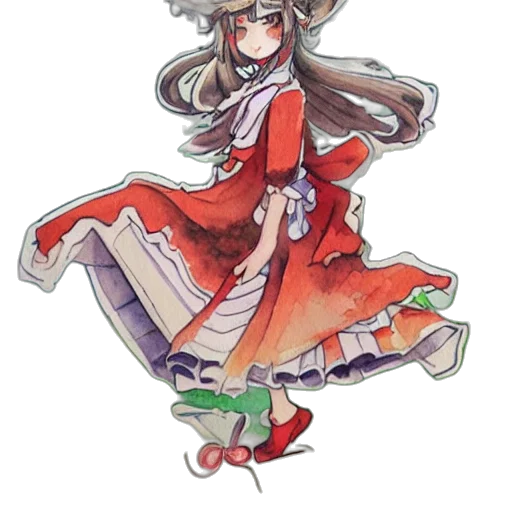 dress, staff, flower, hat transparent PNG cut-out
